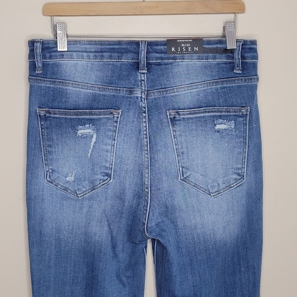 NWT Risen | High Rise Distressed Flare Leg Jeans Size 31 - Picture 9 of 10